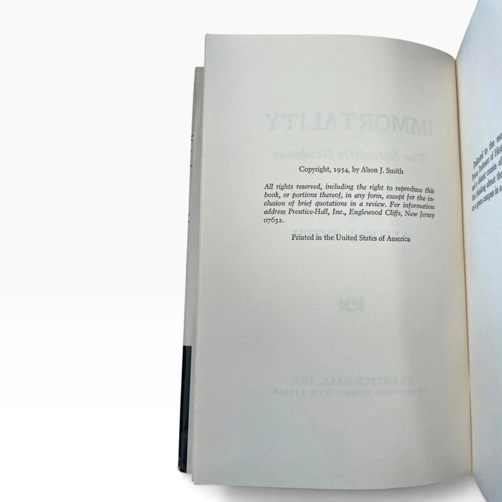 Immortality The Scientific Evidence Alson J. Smith 1954 Parapsychology Book